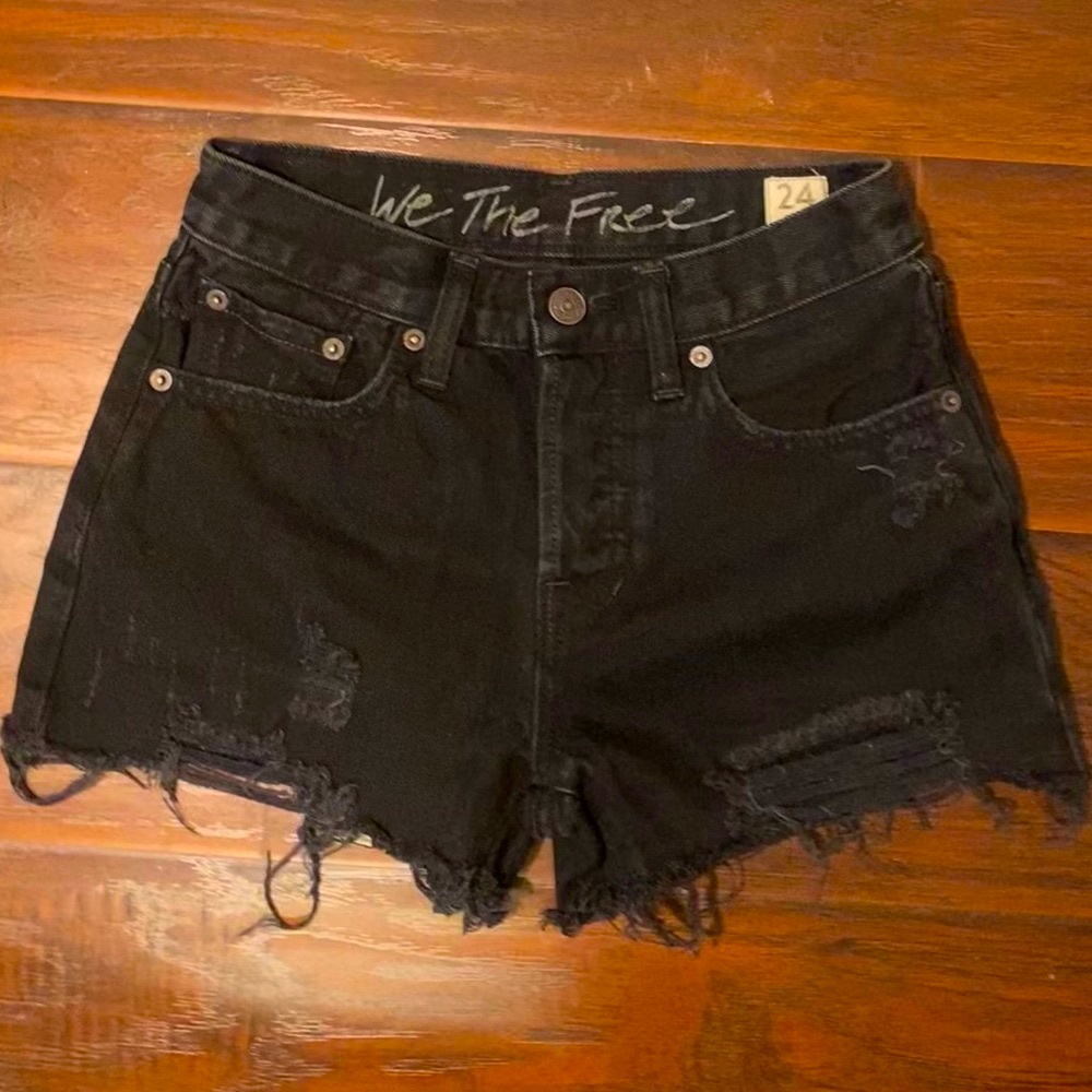 Free people black denim shorts